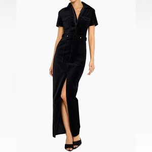 Good American Black Velvet Maxi Dress